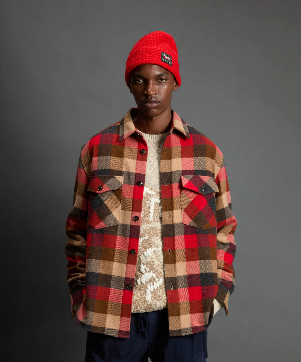 Red Grey Check